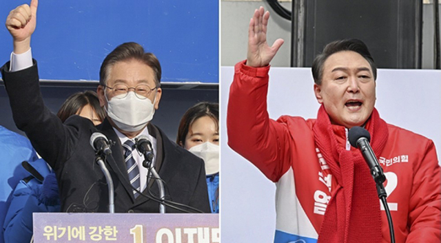 더불어민주당 이재명(왼쪽) 대선후보와 국민의힘 윤석열 대선후보. 국회사진기자단