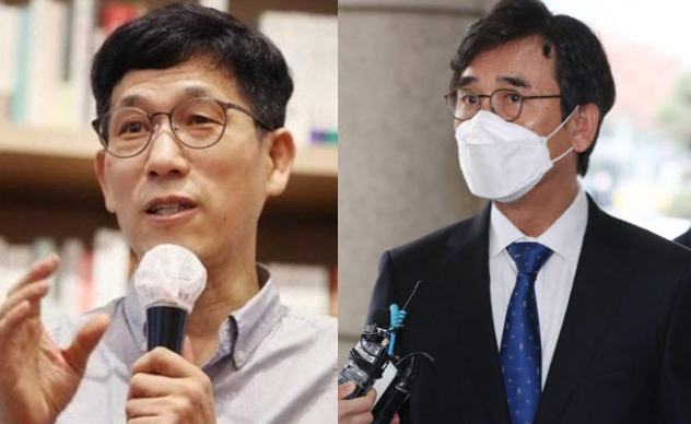 진중권 전 동양대 교수(왼쪽)와 유시민 전 노무현 재단 이사장. 사진은 연합뉴스