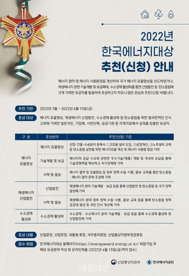 한국에너지대상 안내 포스터. 한국에너지공단 제공