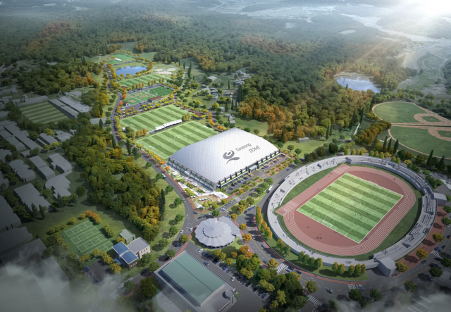 고성군 에어돔 구장 조감도. 부산일보DB