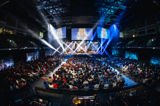 2019년 대만 타이페이에서 열린 2019 MSI 결승전 모습. 한국 최초로 유치한 부산이 2022 MSI 대회를 5월 10~29일 벡스코에서 연다. 라이엇게임즈 코리아 제공