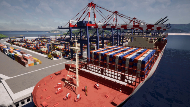 부산항 신항 서컨테이너터미널 2-6공구 BIM 모델 조감도. 해수부 제공