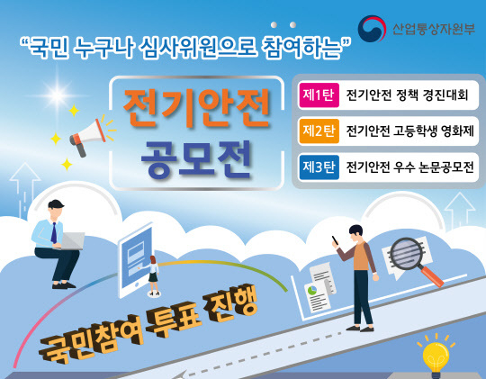산업통상자원부는 24일 전기안전 공모전 국민참여 투표를 진행한다고 밝혔다. 산업부 제공
