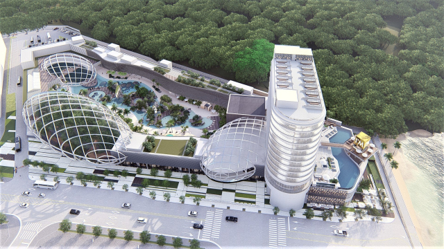 오시리아 관광단지 내 대지면적 16만㎡ 규모의 친환경 컨셉리조트 ‘빌라쥬드 아난티(위쪽)’가 내년 개장을 준비 중이다. 또다른 랜드마크 시설이 될 아쿠아월드는 내년 하반기 문을 연다. 아쿠아월드에는 아시아 최대 규모의 인공 석호(라군)와 국내 최초의 수중 객실, 열대 정글 가든 등이 들어선다. 부산도시공사 제공