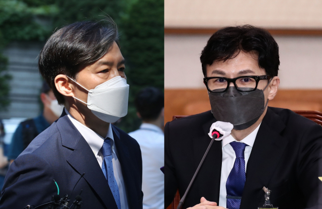 조국 전 법무장관과 한동훈 법무장관 후보자. 부산일보 DB