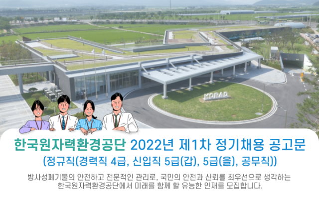 한국원자력환경공단 2022년 제1차 정기채용 공고문 포스터. 원자력환경공단 제공