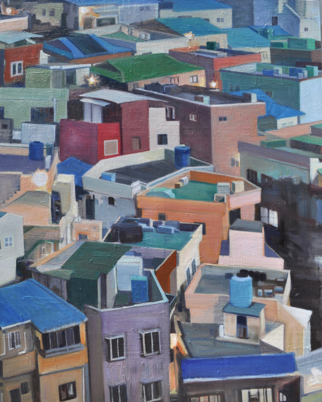 이정자 작가가 감천문화마을을 그린 작품. 미광화랑 제공