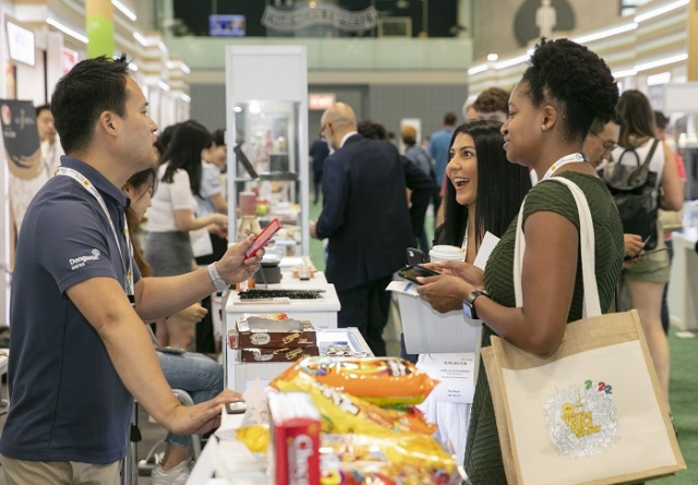 지난 12일부터 14일까지 열린 ‘2022 뉴욕식품박람회’의 한국관 모습. 미국 최대규모 국제식품박람회인 뉴욕 팬시푸드쇼는 전 세계 2600여개의 식품기업이 참여했으며 우리나라도 46개 식품기업이 참여해 다양한 한국식품을 선보였다. 농수산식품유통공사 제공