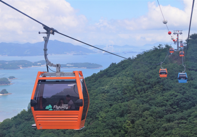 하동 플라이웨이 케이블카 전경.
