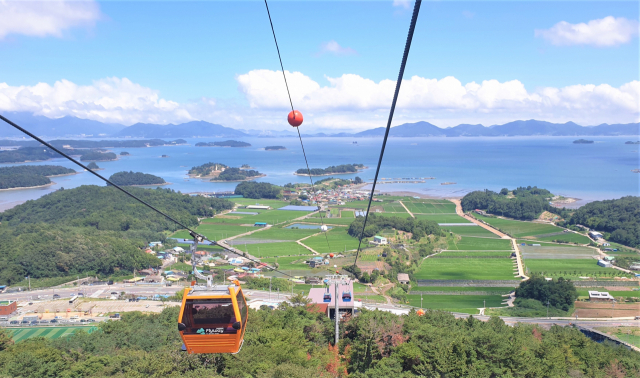 하동 플라이웨이 케이블카 전경.