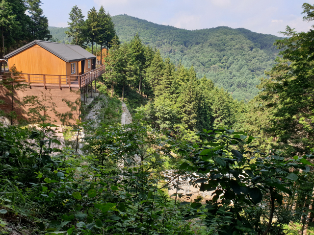 하동편백자연휴양림 숙소 오두막.