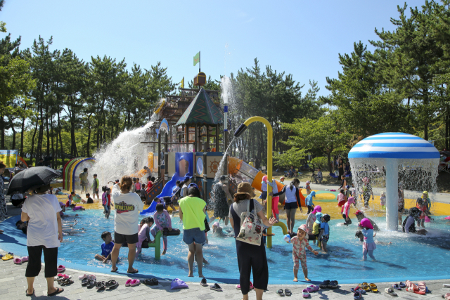 부산 강서구 지사동의 공공 야외물놀이장을 이용한 50여 명이 두드러기 등 피부질환을 호소하고 있다. 지사동 물놀이장. 강서구청 제공