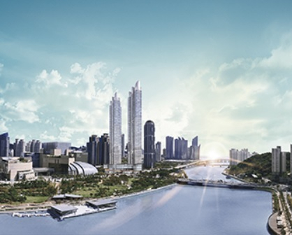 상반기 인허가 건축물 중 전국에서 가장 높은 층수로 집계된 부산 해운대 우동에 있는 ‘스카이 V 센텀’ 조감도. 동원개발 홈페이지