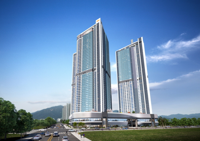 사천시 동금동 옛 삼천포역 일원에 건립되는 ‘e편한세상 삼천포 오션프라임’ 개념도