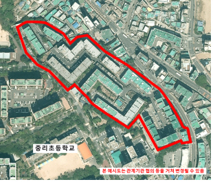 소규모 주택 정비 관리지역으로 선정된 부산 영도구 동삼동 중리초등학교 북쪽. 국토교통부 제공