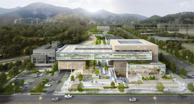 착공 시기가 당초 계획보다 4~5개월가량 늦어지는 국내 최대 규모의 양산 종합복지허브타운 조감도. 노인·장애인 복지시설과 도서관 등이 들어선다. 양산시 제공