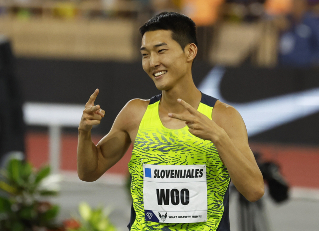 11일 다이아몬드리그 모나코 경기에서 연장전 끝에 2위에 오른 우상혁. 로이터연합뉴스