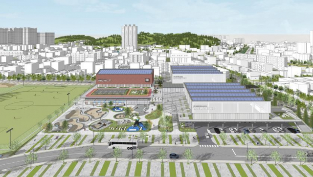 진주 신안동 복합스포타운 설계 당선작, 공간건축의 ‘모두를 위한 스포츠 클라우드(SPORTS CLOUD)’. 진주시 제공