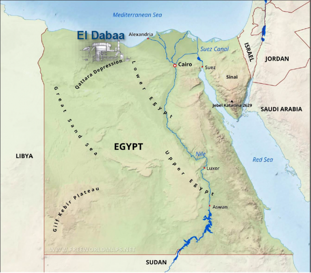 이집트 내 엘다바 원전 위치. 한수원 제공
