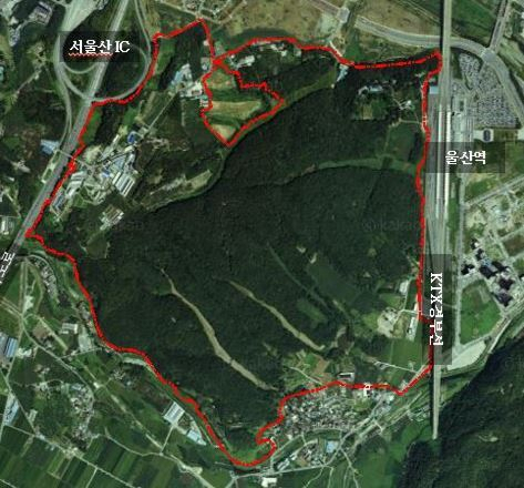 토지거래허가구역도 위성 사진. 울산시 제공