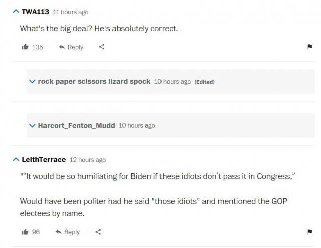 워싱턴 포스트에 올라온 윤 대통령 기사에 달린 댓글들