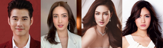 영화 '6명의 등장인물'로 부산을 찾는 태국 배우들. 왼쪽부터 마리오 마우러, 나타폰 떼미락, 케마닛 짜미껀, 탁손 팍숙차로엔. BIFF 제공