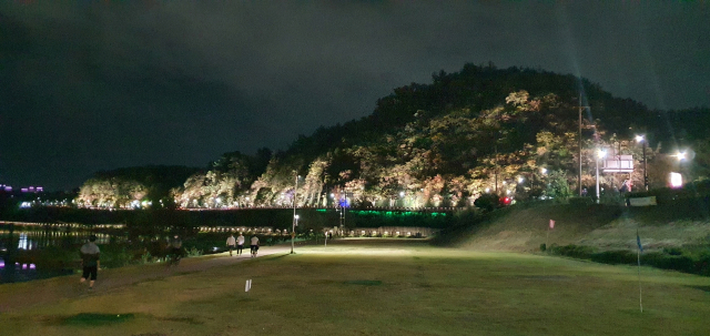 새로 선보이는 진주 새벼리 야간경관 조명 모습. 진주시 제공