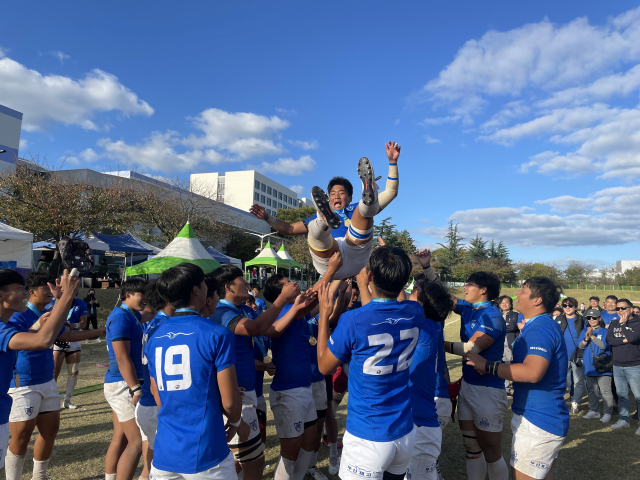 13일 울산에서 열린 제103회 전국체전에서 우승한 부산체고 럭비부 선수들. 부산체고 제공