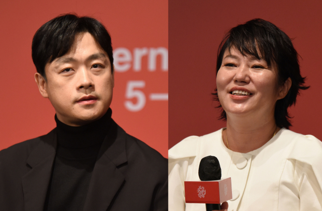 제27회 부산국제영화제에서 올해의 배우상을 수상한 배우 김영성(왼쪽)과 김금순. 안지현 인턴기자