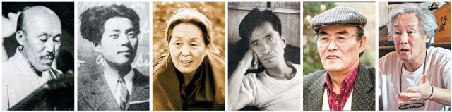 임우기의 ‘유역문예론’은 일방으로 기울어진 서구적 근대성을 초극하려는 새로운 문예론이다. 그 입장에서 탁월한 경지를 품은 작가로 언급된 인물들. 왼쪽부터 홍명희 백석 박경리 김수영 이문구 김성동. 부산일보DB