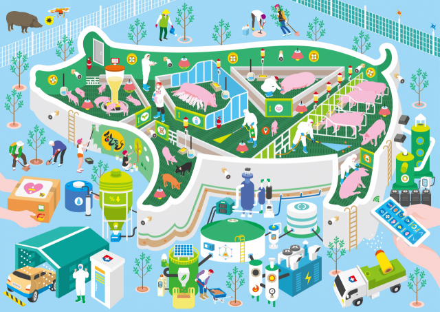 한돈자조금은 가축분뇨 에너지화 시설을 마련하는 등 탄소중립에 많은 노력을 기울이고 있다. 아래 사진은 한돈 일러스트 공모전에서 농협중앙회장상 수상작. 한돈자조금 제공