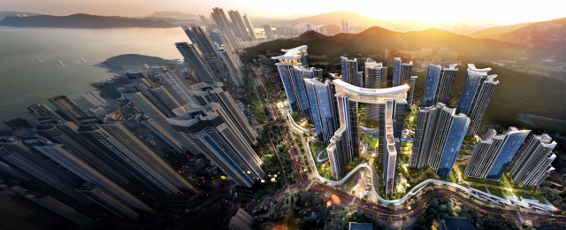 부산 해운대구 우동3구역에 들어설 ‘디에이치 아센테르’ 조감도. 현대건설 제공