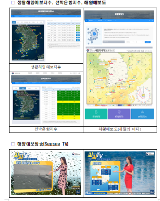 국립해양조사원 해양예보 서비스. 국립해양조사원 제공
