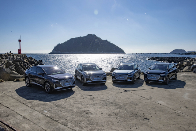 제주 해안에 전시된 ‘Q4 e-트론’. 아우디코리아 제공