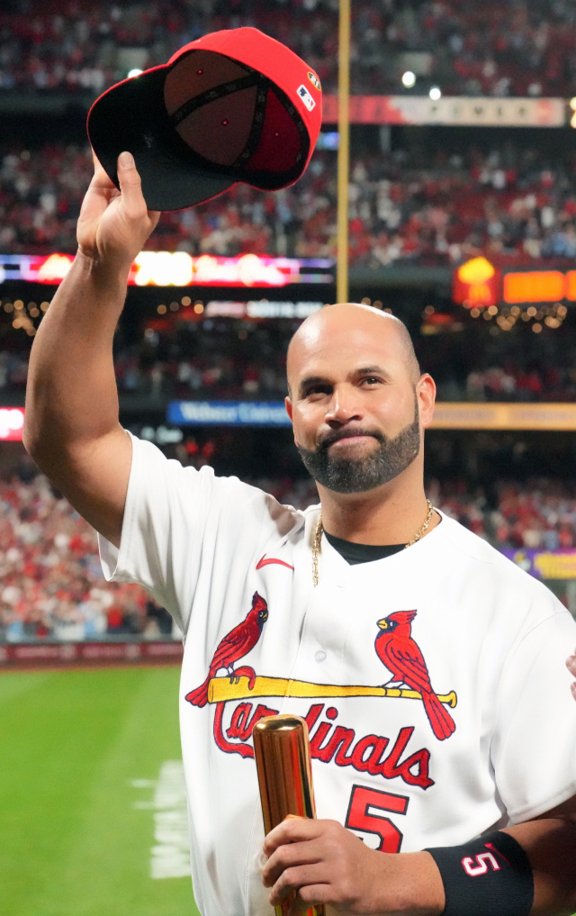 올 시즌을 끝으로 은퇴한 미국 메이저리그(MLB)의 ‘전설’ 앨버트 푸홀스. UPI연합뉴스