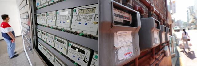 정부가 내년 전기요금 인상이 불가피하다고 보고 대책 마련에 착수했다. 서울 시내 주택 전기계량기(왼쪽 사진)와 가스 계량기 모습. 연합뉴스