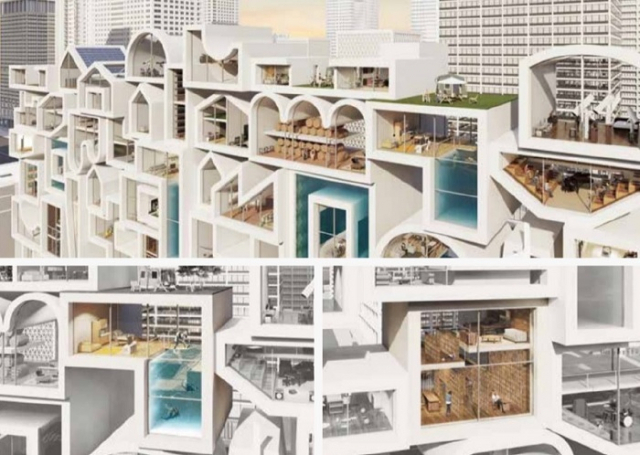 미래의 집합 주거형태는 각 개인의 라이프스타일에 맞춘 주거공간에 복합적인 기능을 요구하는 건축으로 점차 변화될 가능성이 크다는 예측이 나왔다. 건축공간연구원 제공