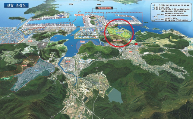 진해 웅동지구 복합관광레저단지 개발사업지(빨간색 동그라미). 창원시 제공