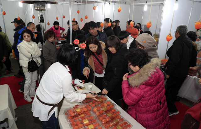 지리산산청곶감축제가 29일부터 내년 1월 1일까지 열린다. 시식행사부터 체험까지 다양한 프로그램이 펼쳐진다. 김현우 기자