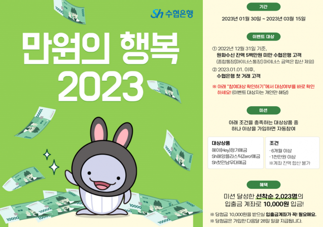 만원의 행복 2023’ 이벤트. 수협은행 제공