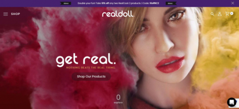 미국 회사 어비스 크리에이션스의 ‘리얼돌’ 구매 사이트 첫 화면 캡처.