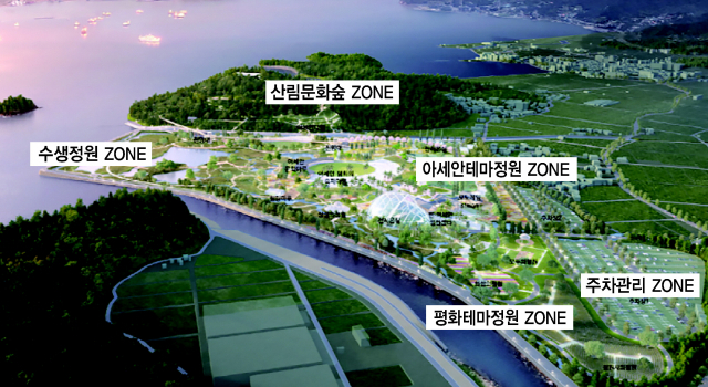 거제시 동부면 산촌간척지 일원에 한·아세안 국가정원이 조성될 전망이다. 기본 구상도.