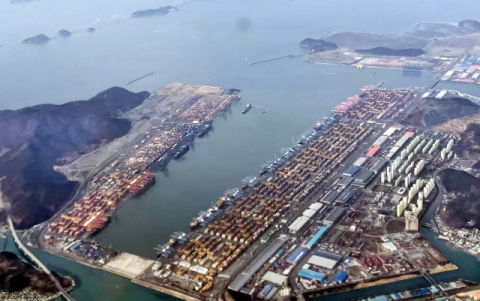 상공에서 바라본 부산항 부산신항과 항만배후단지. 정종회 기자 jjh@