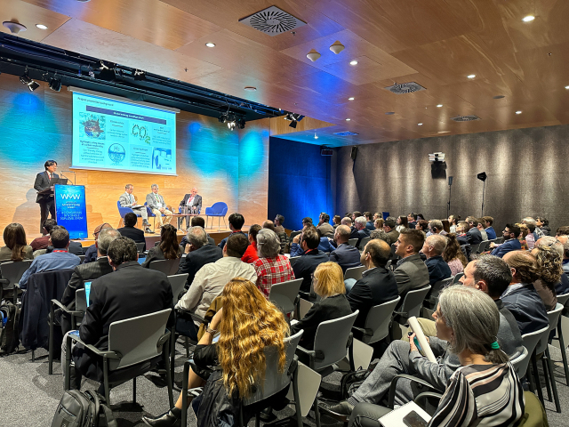 울산항만공사(UPA)가 지난 21~23일 스페인 비스카야주에서 개최된 ‘2023년 월드 마리타임 위크’에 참석해 ‘울산항 그린수소 물류허브 프로젝트’를 발표하고 있다. UPA 제공