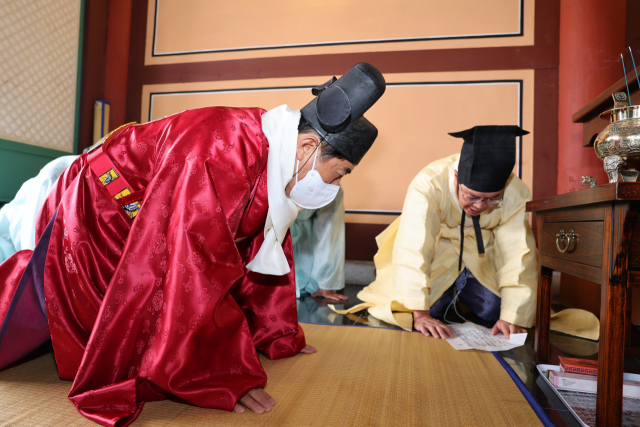 양산시의 3·1 만세운동 재현행사 중 독립유공자 위패 추가 봉안 고유제가 열리고 있다. 양산시 제공