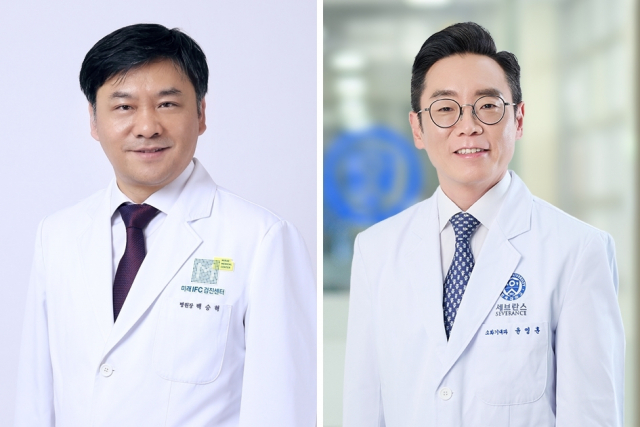 백승혁(왼쪽) 부산미래IFC검진센터 병원장과 윤영훈 강남세브란스 소화기내과 교수. 부산미래IFC검진센터 제공