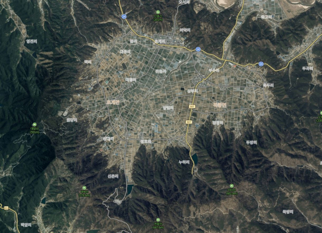 합천 운석공 네이버 위성지도 사진.