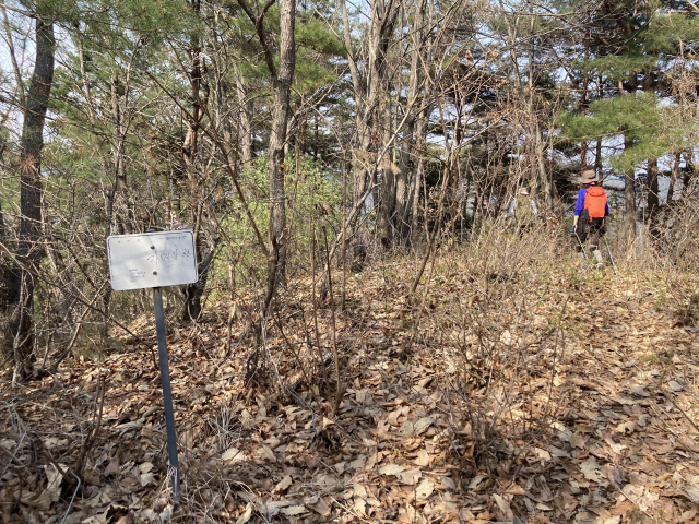 가매실봉 삼각점 이정표. 해발고도 290m.