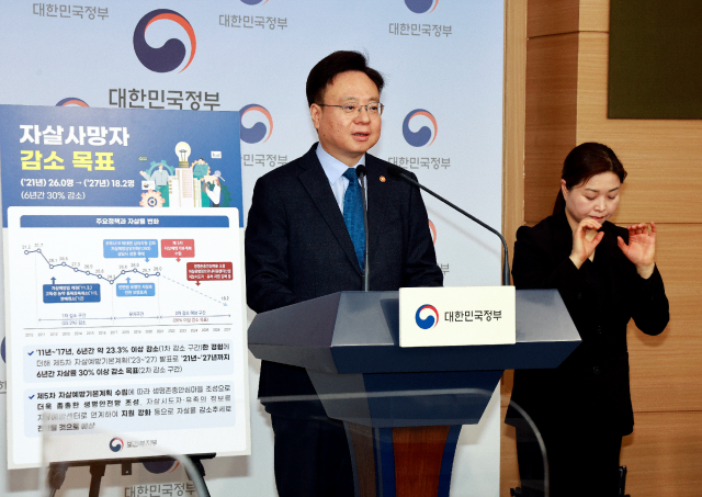 14일 조규홍 보건복지부 장관이 ‘제5차 자살예방기본계획’을 발표하고 있다. 보건복지부 제공