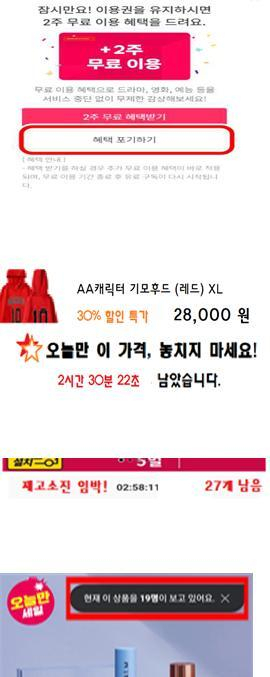 온라인 다크패턴 4개 유형 중 ‘압박형 상술’ 사례. 공정위 제공